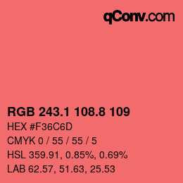 カラーコード: RGB 243.1 108.8 109 | qconv.com