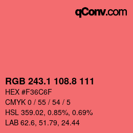 カラーコード: RGB 243.1 108.8 111 | qconv.com