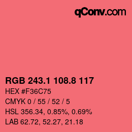 カラーコード: RGB 243.1 108.8 117 | qconv.com