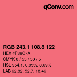 カラーコード: RGB 243.1 108.8 122 | qconv.com
