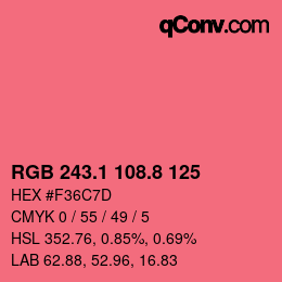 カラーコード: RGB 243.1 108.8 125 | qconv.com