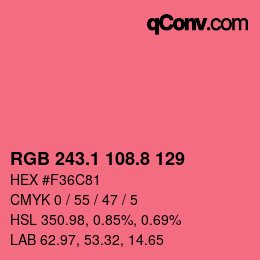 カラーコード: RGB 243.1 108.8 129 | qconv.com
