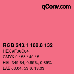 カラーコード: RGB 243.1 108.8 132 | qconv.com