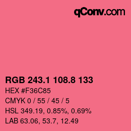 カラーコード: RGB 243.1 108.8 133 | qconv.com
