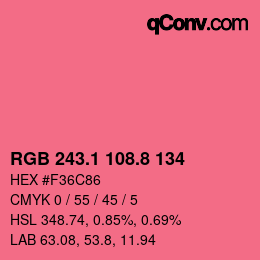 カラーコード: RGB 243.1 108.8 134 | qconv.com