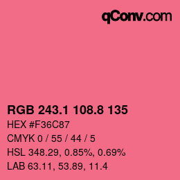 カラーコード: RGB 243.1 108.8 135 | qconv.com