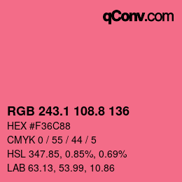 カラーコード: RGB 243.1 108.8 136 | qconv.com
