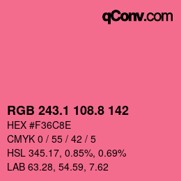 カラーコード: RGB 243.1 108.8 142 | qconv.com