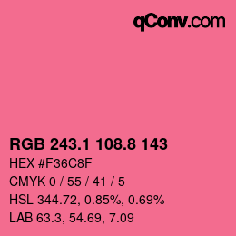 カラーコード: RGB 243.1 108.8 143 | qconv.com