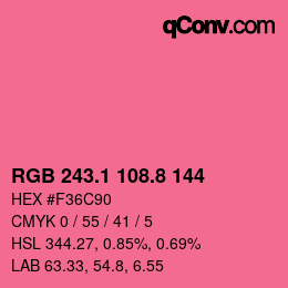 カラーコード: RGB 243.1 108.8 144 | qconv.com