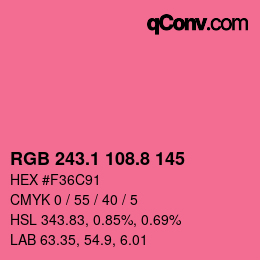 カラーコード: RGB 243.1 108.8 145 | qconv.com