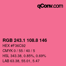 カラーコード: RGB 243.1 108.8 146 | qconv.com