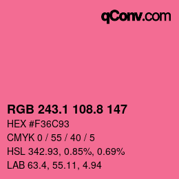 カラーコード: RGB 243.1 108.8 147 | qconv.com