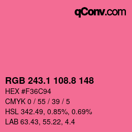 カラーコード: RGB 243.1 108.8 148 | qconv.com