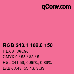 カラーコード: RGB 243.1 108.8 150 | qconv.com