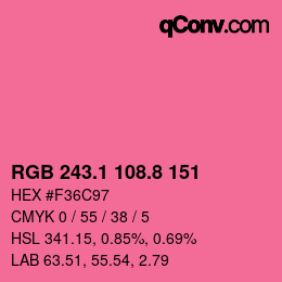 カラーコード: RGB 243.1 108.8 151 | qconv.com