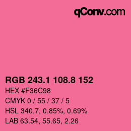 カラーコード: RGB 243.1 108.8 152 | qconv.com