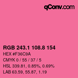 カラーコード: RGB 243.1 108.8 154 | qconv.com