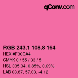 カラーコード: RGB 243.1 108.8 164 | qconv.com