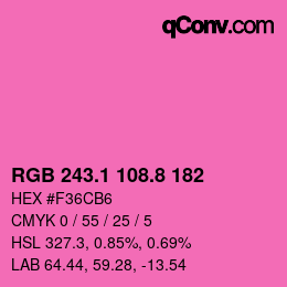 カラーコード: RGB 243.1 108.8 182 | qconv.com