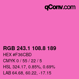 カラーコード: RGB 243.1 108.8 189 | qconv.com