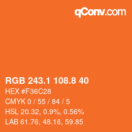 カラーコード: RGB 243.1 108.8 40 | qconv.com