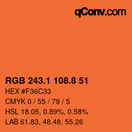Color code: RGB 243.1 108.8 51 | qconv.com