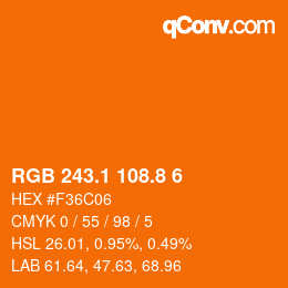 カラーコード: RGB 243.1 108.8 6 | qconv.com