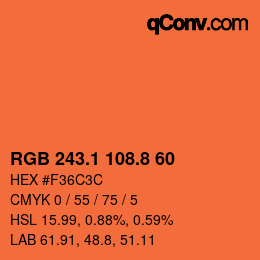 Color code: RGB 243.1 108.8 60 | qconv.com