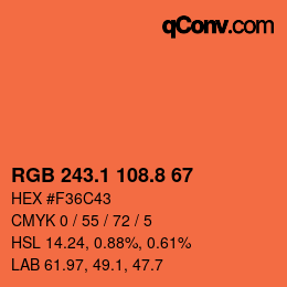 カラーコード: RGB 243.1 108.8 67 | qconv.com