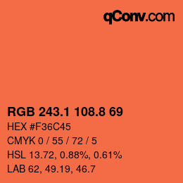 Color code: RGB 243.1 108.8 69 | qconv.com