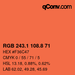 Color code: RGB 243.1 108.8 71 | qconv.com