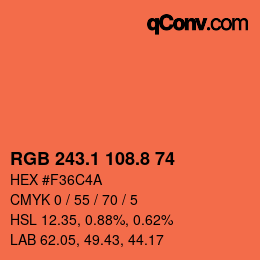 Color code: RGB 243.1 108.8 74 | qconv.com