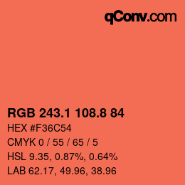 Color code: RGB 243.1 108.8 84 | qconv.com