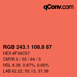 カラーコード: RGB 243.1 108.8 87 | qconv.com
