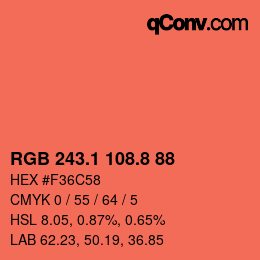 カラーコード: RGB 243.1 108.8 88 | qconv.com