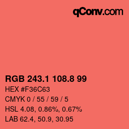 Color code: RGB 243.1 108.8 99 | qconv.com