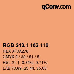 カラーコード: RGB 243.1 162 118 | qconv.com