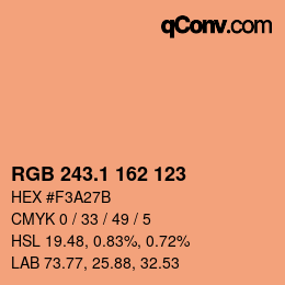 カラーコード: RGB 243.1 162 123 | qconv.com