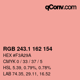 カラーコード: RGB 243.1 162 154 | qconv.com