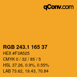 カラーコード: RGB 243.1 165 37 | qconv.com