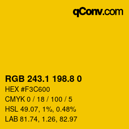 カラーコード: RGB 243.1 198.8 0 | qconv.com