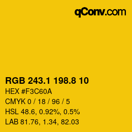 カラーコード: RGB 243.1 198.8 10 | qconv.com