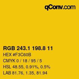 カラーコード: RGB 243.1 198.8 11 | qconv.com