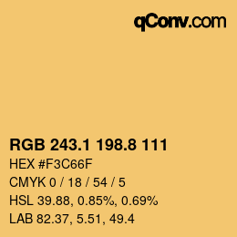 カラーコード: RGB 243.1 198.8 111 | qconv.com
