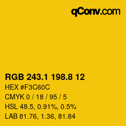 カラーコード: RGB 243.1 198.8 12 | qconv.com
