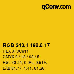 カラーコード: RGB 243.1 198.8 17 | qconv.com
