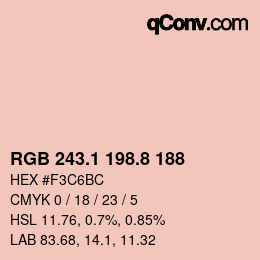 カラーコード: RGB 243.1 198.8 188 | qconv.com