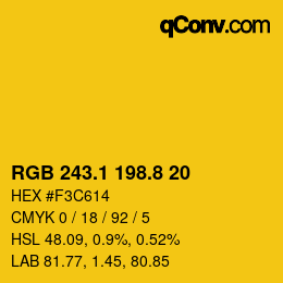 カラーコード: RGB 243.1 198.8 20 | qconv.com