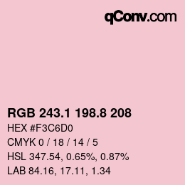 Color code: RGB 243.1 198.8 208 | qconv.com
